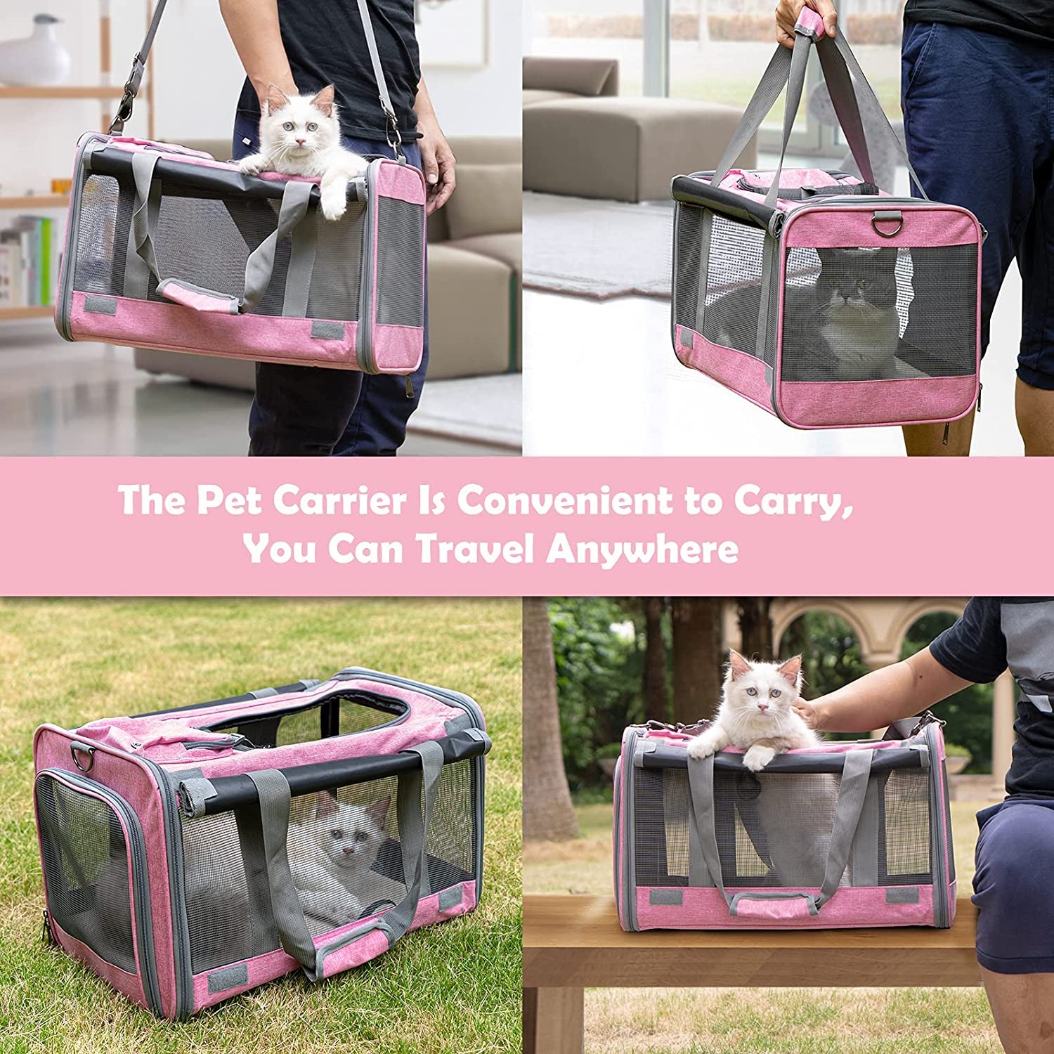 Pet Carrier for Large and Medium Cats, Soft-Sided Pet Carrier for Big Medium Cats and Puppy Dog Carriers Cat Carriers, Pet Privacy Protection Travel Carrier